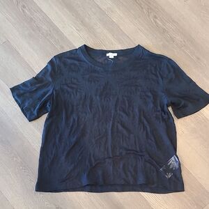 GAP New Black Sheer Flower Design Short Sleeve T-Shirt